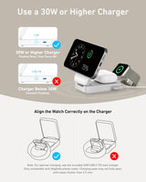 Anker MagGo foldable 3-in-1 wireless charging station with space for phone, smartwatch, and earbuds on a sleek surface.