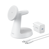 Anker MagGo 3-in-1 wireless charging station with dock stand for iPhone, Apple Watch, and AirPods, in sleek black design.