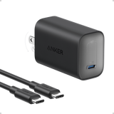 Anker Nano 100W charger with USB-C cable, compact black power adapter and braided USB-C cable for fast charging.