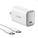 Anker Nano 100W charger with USB-C cable, compact fast-charging power adapter for smartphones and laptops.