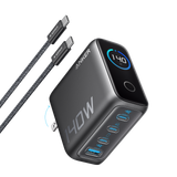 Anker 140W 4-port USB-C PD charger with included USB-C cable, compact charging station for multiple devices.