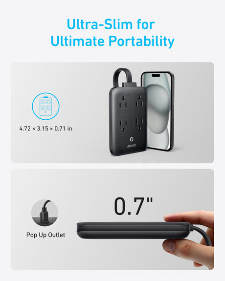 Black Anker 8-in-1 20W charging station with multiple ports for charging devices simultaneously