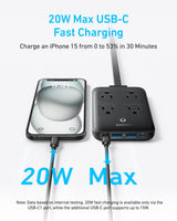 Black Anker 8-in-1 charging station with 20W power, featuring multiple USB ports and sleek design for versatile device charging.