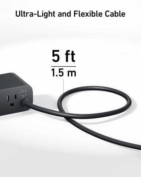 Anker 7-in-1 USB-C charging station in black showing multiple ports for charging devices with sleek design.