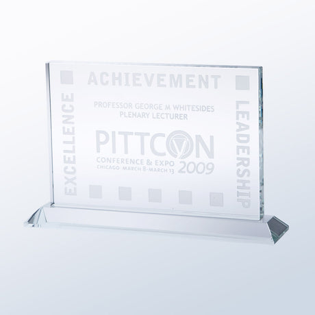 Starfire Clear Glass Horizontal Rectangle w/ Base premium recognition award
