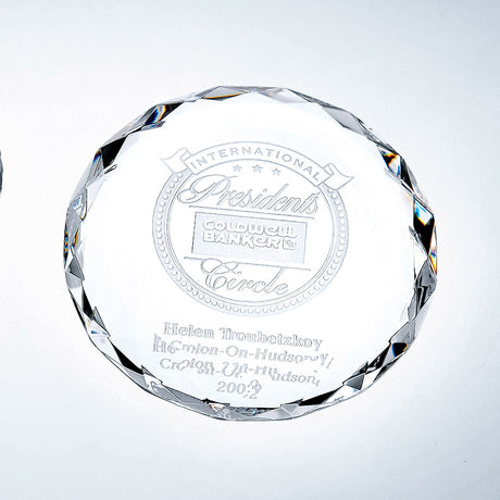 Gem-cut Circle Paperweight premium recognition award