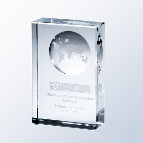 Beveled Globe Block premium recognition award