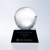 Clear Ocean Globe w/ Black Aluminum Base premium recognition award