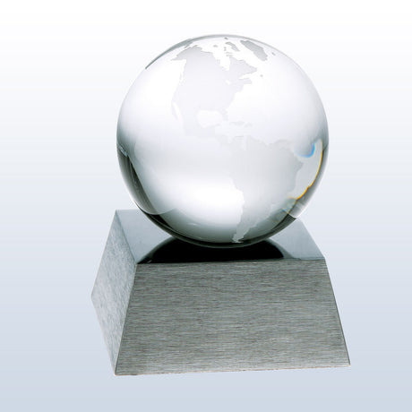 Clear Ocean Globe w/ Aluminum Base premium recognition award