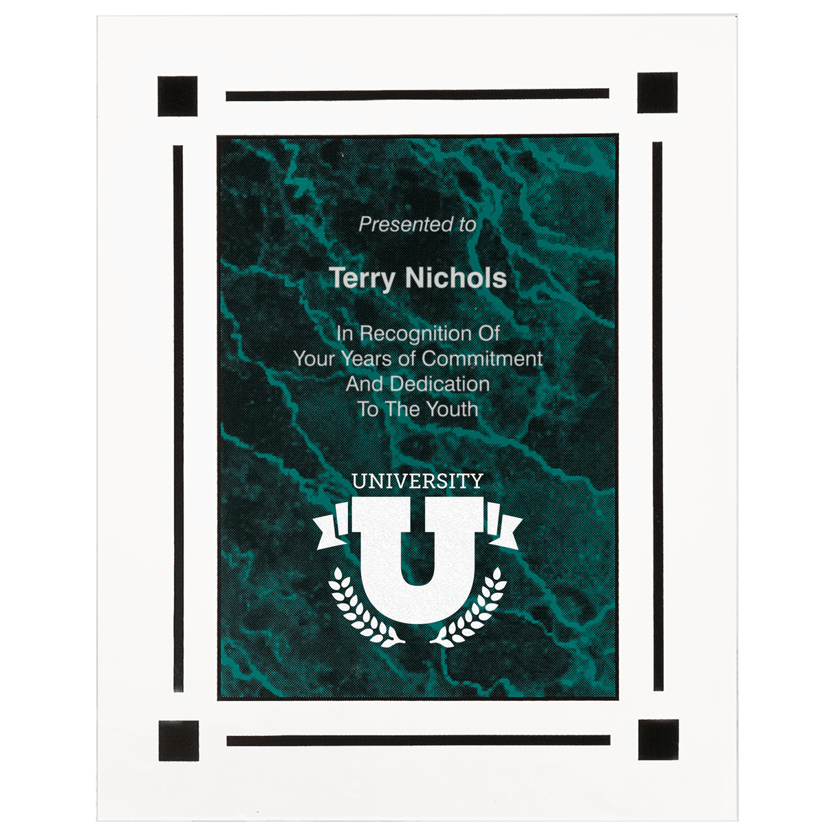 Green Marble Acrylic Clear-Plaque