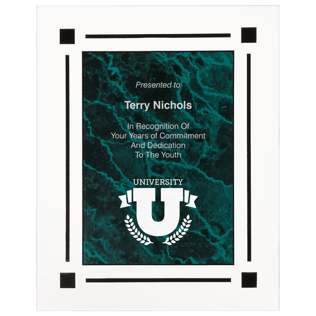Green Marble Acrylic Clear-Plaque