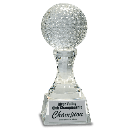 Crystal Golf Ball on a Clear Pedestal