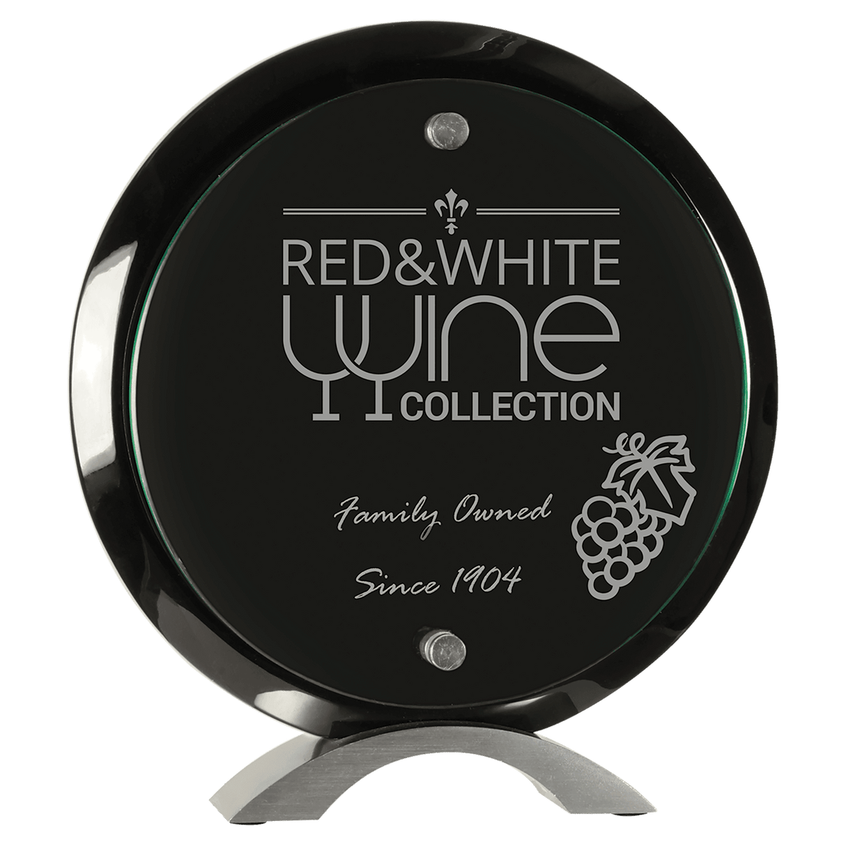 Round Black Piano Finish Floating Acrylic Standup