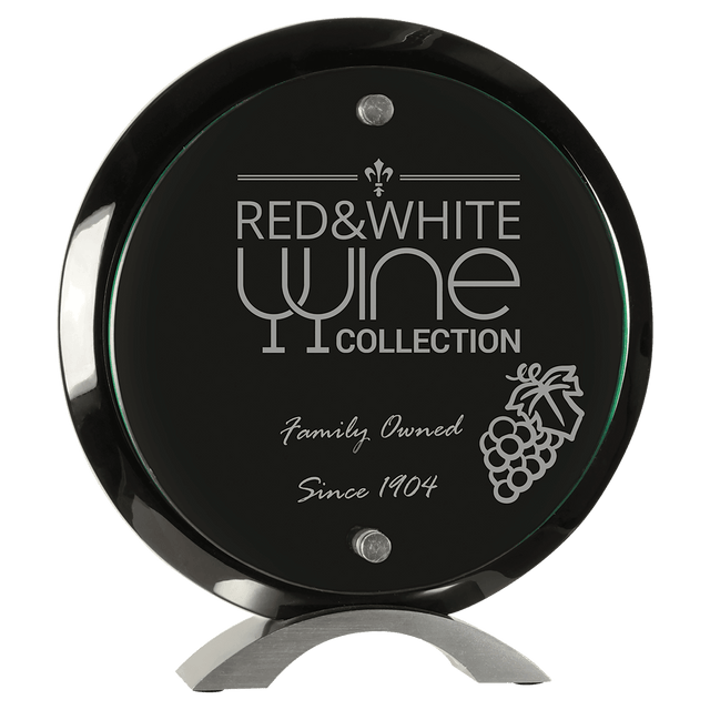 Round Black Piano Finish Floating Acrylic Standup