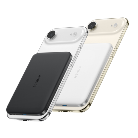 Anker Nano 5K MagGo Slim Power Bank showing its compact design and charging port for portable device charging.