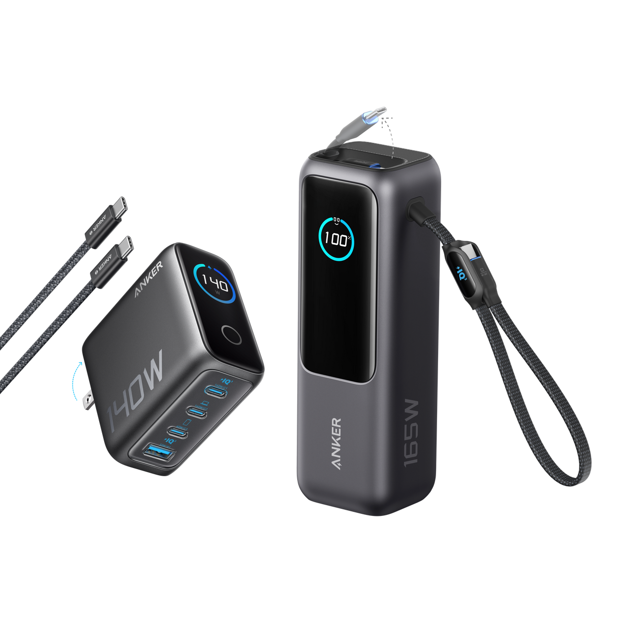 Anker Laptop Power Bank (25K, 165W, Built-In and Retractable Cables)