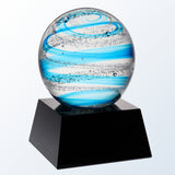 Blue Snow Globe with black base premium recognition award