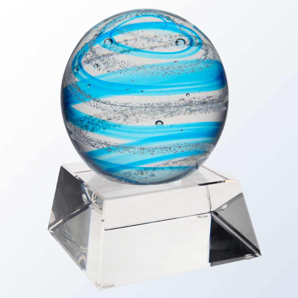 Blue Snow Globe with clear base premium recognition award