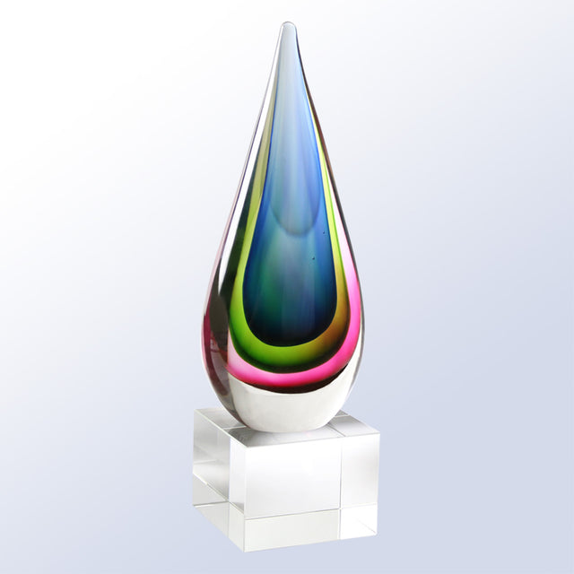 Blue/Green Teardrop Award premium recognition award
