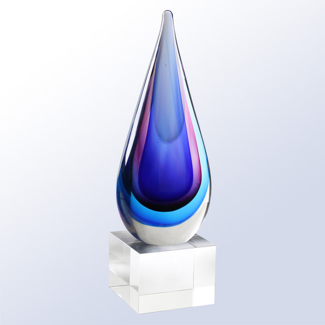 Blue/Pink Teardrop Award premium recognition award