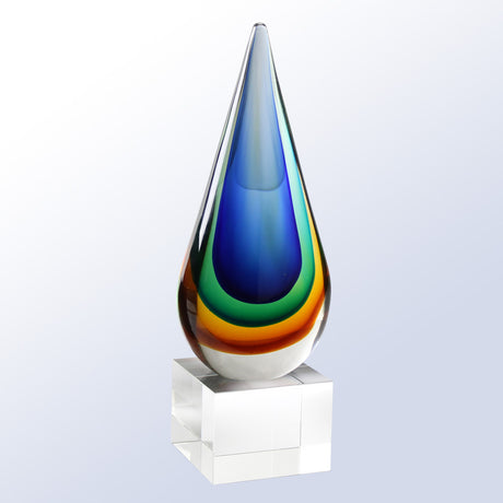 Blue/Amber Teardrop Award premium recognition award