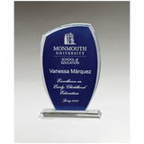 Tidal Series Painted Background Glass Award in blue