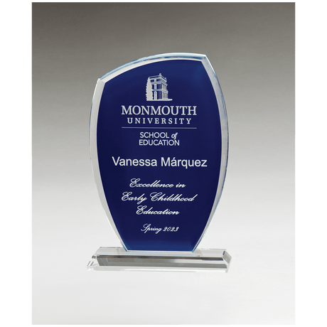 Tidal Series Painted Background Glass Award in blue