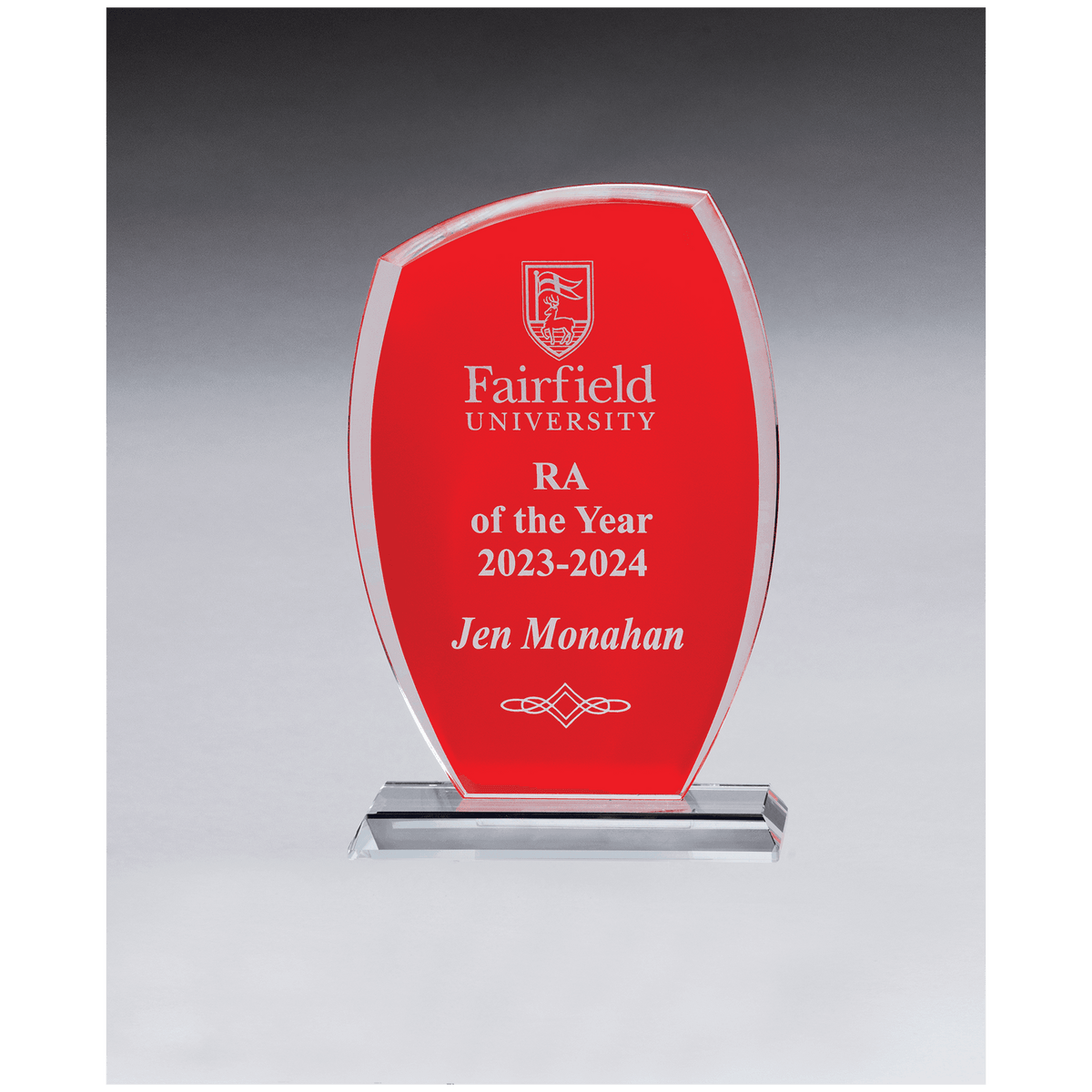 Tidal Series Painted Background Glass Award in red