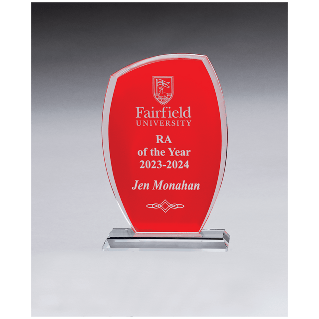 Tidal Series Painted Background Glass Award in red