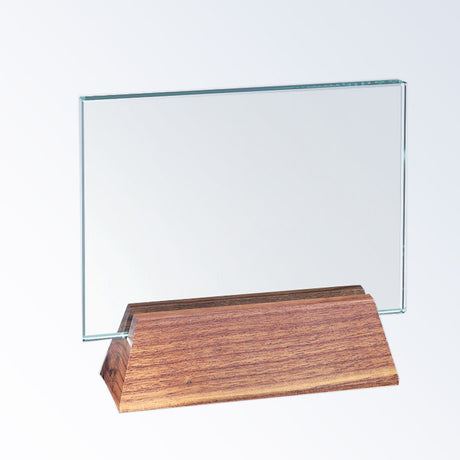 Horizontal Rectangle W/ Slant Walnut Base premium recognition award