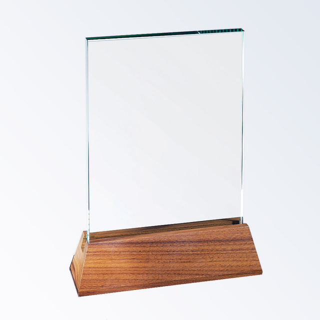 Vertical Rectangle W/ Slant Walnut Base premium recognition award