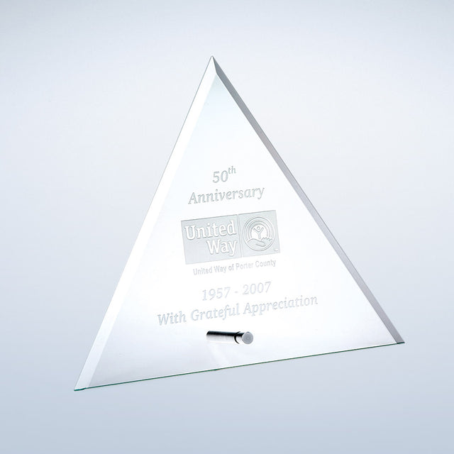 Beveled Triangle w/ Aluminum Pole premium recognition award