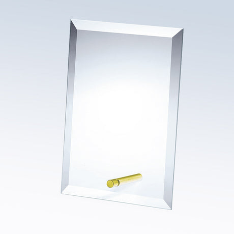 Beveled Rectangle Glass W/ Brass Pole premium recognition award