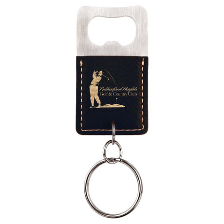 Rectangle Rawhide Bottle Opener Keychain