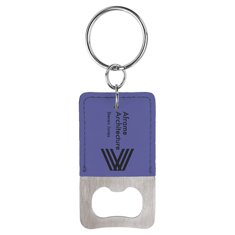 Rectangle Rawhide Bottle Opener Keychain