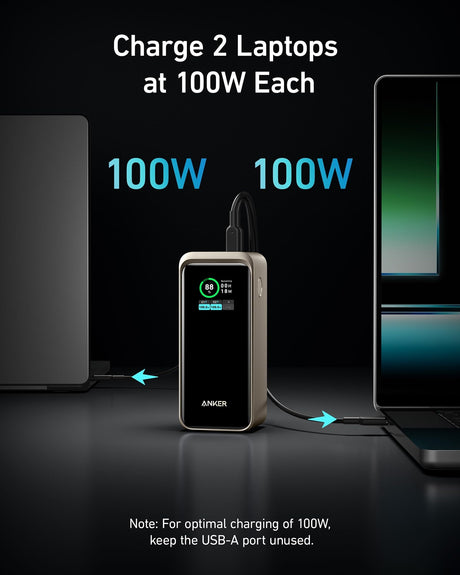 Anker Prime Power Bank 20K 200W portable charger with multiple ports and gold finish, designed for fast device charging.