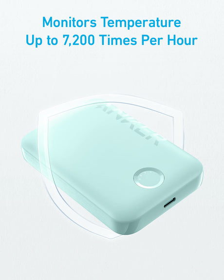 Anker 321 MagGo PowerCore Magnetic 5K portable battery charging device with a green finish and magnetic connector.