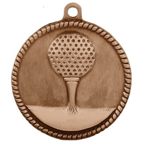 Golf High Relief Medal-Bronze 2"