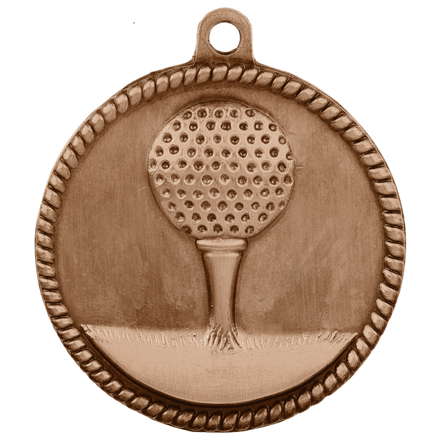 Golf High Relief Medal-Bronze 2"