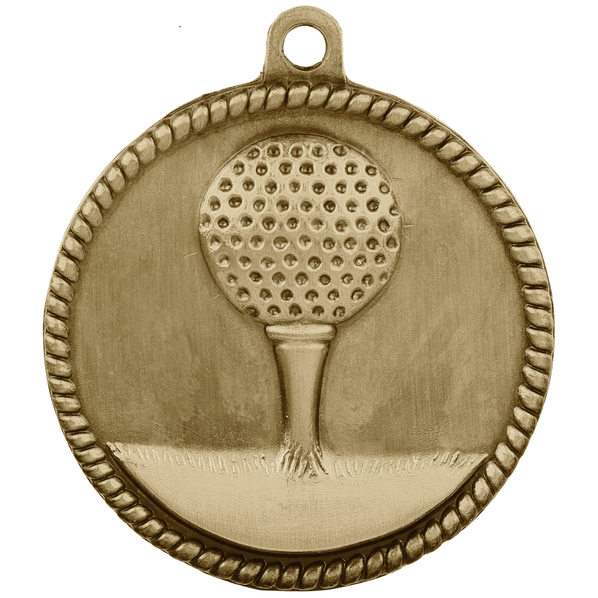 Golf High Relief Medal-Gold 2"