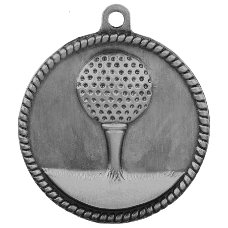 Golf High Relief Medal-Silver 2"