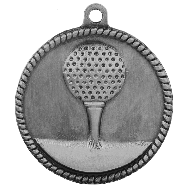 Golf High Relief Medal-Silver 2"