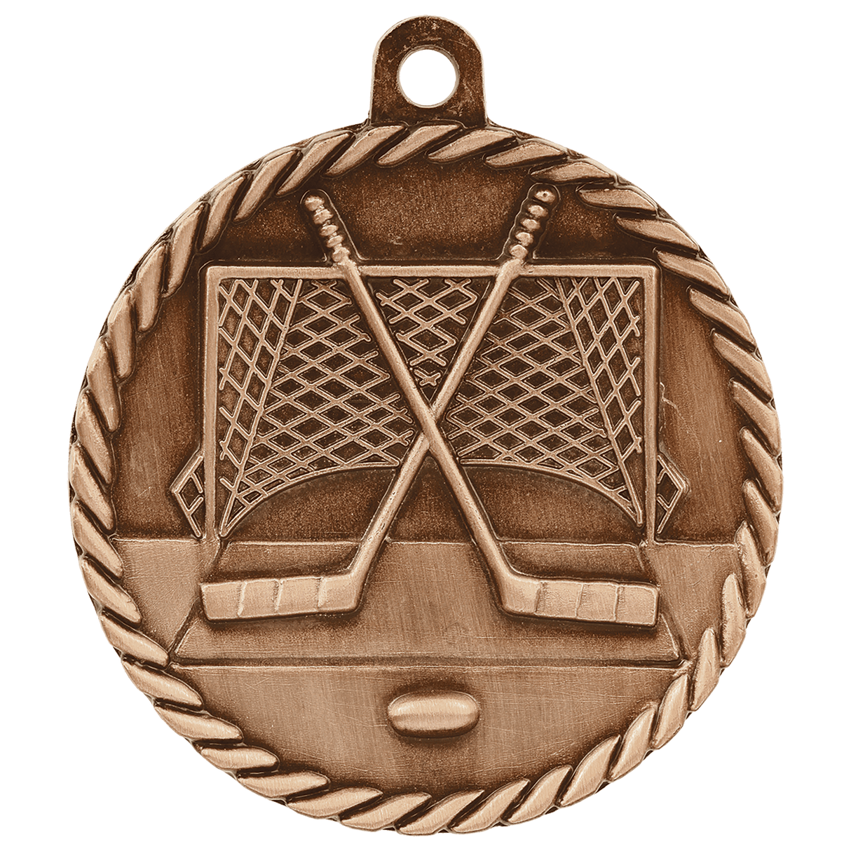 Hockey High Relief  Medal-Bronze 2"