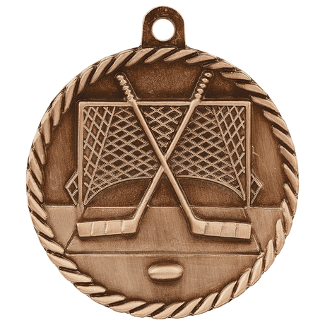 Hockey High Relief  Medal-Bronze 2"