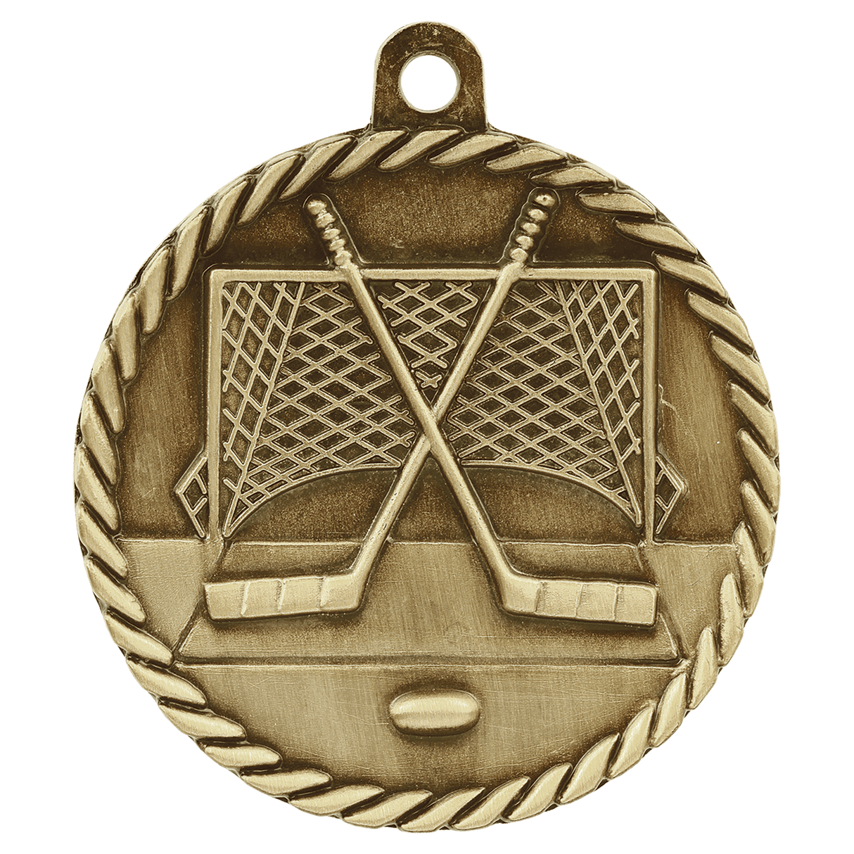 Hockey High Relief Medal-Gold 2"