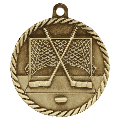 Hockey High Relief Medal-Gold 2"