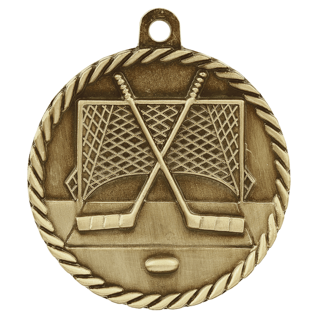 Hockey High Relief Medal-Gold 2"