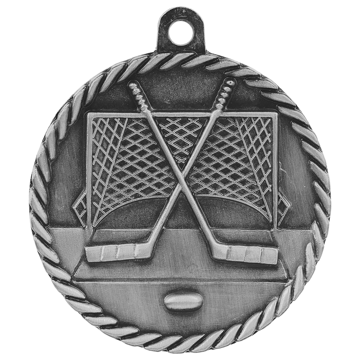 Hockey High Relief Medal-Silver 2"