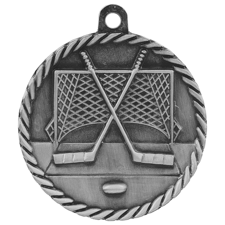 Hockey High Relief Medal-Silver 2"