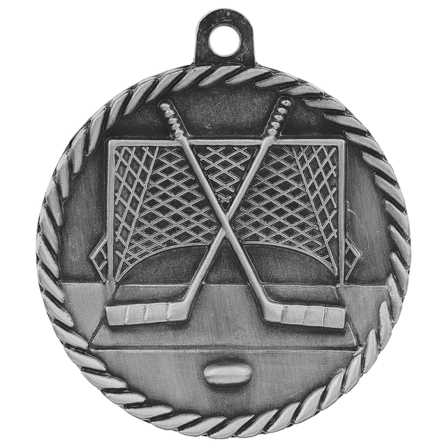 Hockey High Relief Medal-Silver 2"